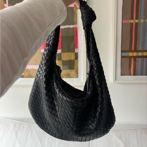 Melie Bianco Black Woven Satchel